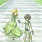  1girl code_geass dress lelouch_lamperouge mecco milly_ashford non-web_source stairs younger 
