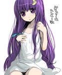  crescent crescent_hair_ornament hair_ornament long_hair machiko_(beard) patchouli_knowledge purple_eyes purple_hair solo touhou very_long_hair 
