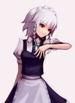  braid izayoi_sakuya mamoru_(arizona) red_eyes solo touhou twin_braids 