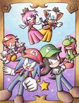  2girls 4boys amy_rose cosplay crossover knuckles_the_echidna luigi mario miles_prower multiple_boys multiple_girls nintendo peach princess_daisy princess_peach rouge_the_bat shadow_the_hedgehog sonic sonic_the_hedgehog star super_mario_bros. super_mario_brothers super_mario_land tail tails toad toad_(cosplay) toad_(mario) yoshi 