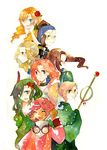  bad_id bad_pixiv_id blonde_hair blue_hair brown_hair dark_skin dwarf earrings final_fantasy final_fantasy_iv final_fantasy_iv_the_after flower glasses goggles green_hair hal_(ff4) hat izayoi_(ff4) jewelry kotatsuki leonora leotard luca_(ff4) multiple_girls older pink_hair porom rosa_farrell rydia staff ursula_leiden 