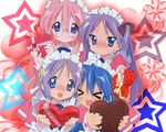  alternate_costume artist_request blush box chocolate enmaided glasses heart heart-shaped_box hiiragi_kagami hiiragi_tsukasa izumi_konata lucky_star maid mole mole_under_eye multiple_girls star takara_miyuki valentine wallpaper 