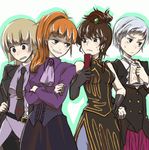  bad_id bad_pixiv_id blonde_hair brown_hair cosplay costume_switch hime_cut long_hair lowres multiple_girls orange_hair shuu_(acasf) silver_hair umineko_no_naku_koro_ni ushiromiya_eva ushiromiya_kyrie ushiromiya_natsuhi ushiromiya_rosa 