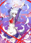  animal_ears bad_id bad_pixiv_id dog_ears dog_tail flower izayoi_sakuya kemonomimi_mode knife maid nejime ribbon short_hair silver_hair solo tail touhou 