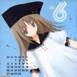  brown_hair calendar_(medium) copyright_request hat june mitsumi_misato sad solo 