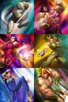  3girls alex_(street_fighter) chun-li hagoromo highres hugo_andore ibuki_(street_fighter) mask multiple_boys multiple_girls muscle ninja rose_(street_fighter) shawl stanley_lau street_fighter twelve 