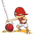  basketball clothes_writing dribbling gen_1_pokemon hitec jersey male_focus mask moemon parody personification pokemon pokemon_(creature) shorts slam_dunk voltorb 