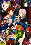  6+boys aegis_(persona) amagi_yukiko androgynous armor bandages bat_wings battle beard black_eyes black_hair blonde_hair blue_eyes boots bracelet breasts bridal_gauntlets brown_eyes brown_hair capcom chinese_clothes chun-li crossover double_bun dougi facial_hair formal green_eyes green_hair gun gyakuten_saiban hair_over_one_eye hairband hanamura_yousuke hand_behind_head handgun hat head_wings headband headphones highres infinote jacket jewelry kirijou_mitsuru knight kunai lance large_breasts long_hair makaimura mask morrigan_aensland multiple_boys multiple_girls naruhodou_ryuuichi narukami_yuu necktie objection orange_hair pantyhose peaked_cap persona persona_3 persona_4 persona_4:_the_ultimate_in_mayonaka_arena pink_hair pointing polearm red_eyes red_hair reverse_trap revolver robot rockman rockman_(classic) ryuu_(street_fighter) sash satonaka_chie shirogane_naoto shorts sir_arthur_(makaimura) skirt spiked_bracelet spikes street_fighter strider_hiryuu sword tonfa uniform vampire_(game) weapon wings 