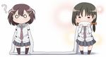  =_= ? bad_id bad_pixiv_id blush chibi closed_eyes grey_skirt hair_ornament hairclip long_hair long_sleeves low_twintails multiple_girls necktie norayinu o_o pleated_skirt saki saki_achiga-hen shindouji_school_uniform shirouzu_mairu short_hair skirt sleeves_past_fingers sleeves_past_wrists tsuruta_himeko twintails 