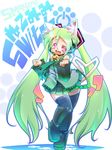  animal_ears aqua_hair blush cat_ears detached_sleeves hatsune_miku heart heart-shaped_pupils highres hips kemonomimi_mode long_hair looking_at_viewer nananana_nanana necktie open_mouth skirt smile solo symbol-shaped_pupils tail thighhighs twintails very_long_hair vocaloid zettai_ryouiki 