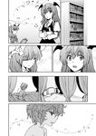  abo_(hechouchou) bat_wings bed book bow closed_eyes comic greyscale hair_bow hat head_wings koakuma messy_hair monochrome multiple_girls musical_note patchouli_knowledge remilia_scarlet short_hair silent_comic sleepy touhou wings 