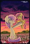  cloud clouds cub cutie_mark duo dusk equine eyes_closed female feral flower fluttershy_(mlp) friendship_is_magic horse mammal mountain my_little_pony outside pegasus pony posey_(mlp) willis96 wings young 