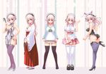  animal_ears bunnygirl chinese_dress cleavage headphones japanese_clothes maid miko nitroplus pink_hair red_eyes sonico stockings super_sonico thighhighs v-mag waitress 