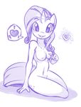  &lt;3 ? anthro anthrofied blush breasts condom cutie_mark dialog dialogue equine female friendship_is_magic hair horn invalid_tag inviting looking_at_viewer mammal mane monochrome my_little_pony nipples nude plain_background pose rarity_(mlp) scorpdk sketch smile solo text unicorn white_background 