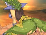  1girl armor armored_dress ass backboob breasts censored from_behind girl_on_top green_hair highres large_breasts legs long_hair lying mask ophiuchus_shaina penis pussy saint_seiya sex short_hair sitting sitting_on_person thighs torn_clothes vaginal yoko_juusuke 