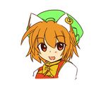  bad_id bad_pixiv_id brown_hair chen earrings face hat jewelry kachoo looking_at_viewer open_mouth short_hair simple_background single_earring smile solo touhou upper_body white_background 