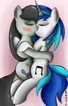  black_hair blush conrie cutie_mark duo equine eyes_closed female feral friendship_is_magic hair horn horse hug kissing lesbian long_hair mammal my_little_pony octavia_(mlp) open_mouth pony two_tone_hair unicorn vinyl_scratch_(mlp) 