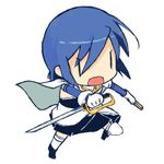  bad_id bad_pixiv_id blue_hair cape chibi dual_wielding gloves holding lowres magical_girl mahou_shoujo_madoka_magica miki_sayaka short_hair sige_nb simple_background solo sword weapon white_background |_| 