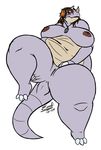  blush chubby eddy_okapi female headphones horn lying music_player nintendo nipples overweight plain_background pok&#233;mon pok&eacute;mon presenting pussy rhinoceros rhydon solo thick_thighs video_games white_background 