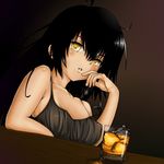  alcohol black_hair erect_nipples gold_eyes liquor master_nemesis nipples no_bra see-through tan_skin to_love-ru to_love-ru_darkness yellow_eyes 