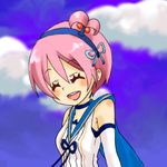  1girl breasts cloud detached_sleeves eyes_closed hairband kanonno_earhart lowres open_mouth pink_hair ribbon short_hair sky tales_of_(series) tales_of_the_world_radiant_mythology_2 
