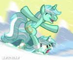  cutie_mark equine eyes_closed female feral friendship_is_magic hair horn horse lyra_(mlp) lyra_heartstrings_(mlp) male mammal mountain my_little_pony open_mouth pony shaded snow snowboarding square_crossover tongue two_tone_hair unicorn veggie55 yellow_eyes 