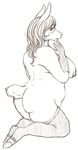  alpaca big_butt blush breasts butt chubby female hair long_hair mitsukijuran nipples nude overweight side_boob solo stockings 