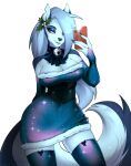absurd_res anthro breasts canid canid_demon canine clothed clothing collar demon digital_media_(artwork) female fur hair hellhound helluva_boss hi_res loona_(helluva_boss) mammal red_sclera solo stelladraco tail white_body white_fur