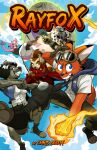 4_toes 5_fingers action_pose anthro arty_(ray_fox) asuka_(ray_fox) black_bottomwear black_clothing black_hair black_nose black_pants blue_eyes bottomwear breasts brown_body brown_fur canid canine claws clothed clothing cloud cover cover_art cover_page day dexter_(ray_fox) dipstick_ears dipstick_tail dual_swords ear_piercing eyewear eyewear_on_head falling feet female finger_claws fingers fire flaming_fist foot_tuft footwear fox fur gloves_(marking) goggles goggles_on_head grey_body grey_fur grin grinning_at_viewer group hair hat headgear headwear heel_tuft high_heels hindpaw hoodie humanoid_hands hyena katana knee_pads lizard looking_at_viewer low-angle_view male mammal markings melee_weapon membrane_(anatomy) midair multicolored_ears mustelid necktie orange_body orange_fur otter outside pants pawpads paws piercing pink_body pink_fur plantigrade pose raccoon_dog ray_(ray_fox) ray_fox red_eyes reptile rodent rose_(ray_fox) scales scalie sciurid scottytheman sharp_teeth shirt shoes signature sky smile smiling_at_viewer socks soles spots spotted_body spotted_fur spotted_hyena stirrup_socks summer_(ray_fox) sunglasses sunglasses_on_head sword tail tail_markings tan_body tan_fur tanuki teeth toe_claws toeless_footwear toeless_heels toeless_shoes toes topwear tree_squirrel tuft weapon webbed_feet webbed_hands webcomic white_bottomwear white_clothing white_pants white_shirt white_topwear yellow_body yellow_eyes yellow_scales