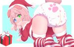  animal_ears ass blush cat_ears christmas diaper dog_ears hat highres huge_ass merry_christmas non-web_source print_diaper santa_hat thighhighs tomoe_chisaki 