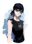  1boy ben_10 black_hair black_shirt brown_eyes jewelry kevin_levin male_focus necklace shirt short_hair sleeveless sleeveless_shirt solo third-party_source youzaiyouzai112 