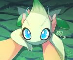2021 ambiguous_focus ambiguous_gender antennae_(anatomy) big_head blue_eyes blush celebi cotora detailed_background dipstick_antennae disembodied_hand duo eye_markings featureless_feet feet generation_2_pokemon glistening glistening_eyes hi_res high-angle_view holding_character humanoid legendary_pokemon looking_at_viewer lying markings multicolored_antennae nintendo not_furry on_front open_mouth outside pokemon pokemon_(species) pokemon_4ever size_difference smaller_ambiguous smaller_humanoid solo_focus translucent translucent_wings wide_eyed wings