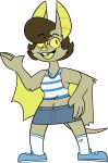 2017 4_fingers anthro arm_tuft bat bat_ears bat_wings big_ears biped black_eyebrows black_mouth blue_bottomwear blue_clothing blue_skirt blue_sneakers bottomwear breasts brown_hair buckteeth chokovit_(artist) clothed clothed_anthro clothed_female clothing colored denim denim_bottomwear denim_clothing denim_skirt digital_drawing_(artwork) digital_media_(artwork) elbow_tuft eyebrow_through_hair eyebrows eyewear female female_anthro fingers footwear freckles front_view fur fur_tuft glasses grey_piercing hair hi_res mammal megabat melodie_plantain membrane_(anatomy) membranous_wings midriff navel open_mouth open_smile pattern_clothing pattern_shirt pattern_tank_top pattern_topwear piercing prick_ears red_eyelashes red_eyes round_glasses shirt simple_eyes skirt smile socks solo striped_clothing striped_shirt striped_tank_top striped_topwear stripes stud_piercing tail tan_body tan_ears tan_fur tan_tail tan_tuft tan_wings tank_top teeth tongue tongue_piercing topwear translucent translucent_hair tuft white_clothing white_footwear white_shirt white_socks white_tank_top white_topwear winged_arms wings yellow_eyewear yellow_freckles yellow_glasses yellow_inner_ear yellow_lens yellow_membrane yellow_tongue