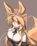  animal_ears bad_id bad_pixiv_id breasts endou_chihiro kuu_(endou_chihiro) large_breasts long_hair original red_eyes simple_background solo tail very_long_hair 