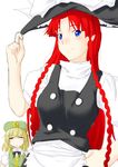  :&lt; blonde_hair blue_eyes bow braid chinese_clothes cosplay costume_switch expressive_clothes hair_bow hat hat_bow highres hong_meiling hong_meiling_(cosplay) kirisame_marisa kirisame_marisa_(cosplay) long_hair multiple_girls niwatazumi red_hair single_braid sketch smile star touhou twin_braids white_bow witch_hat 