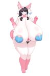 &lt;3 &lt;3_eyes :3 absurd_res anthro areola big_breasts biped black_hair blue_eyes blue_pasties breasts eeveelution female full-length_portrait generation_6_pokemon hair heart_pasties hi_res huge_breasts hyper hyper_breasts inake inner_ear_fluff nintendo pasties pina_(youngsky) pokemon pokemon_(species) pokemorph portrait simple_background solo sylveon tuft white_background white_inner_ear_fluff