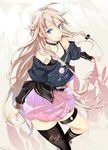  ahoge bare_shoulders blue_eyes braid ia_(vocaloid) kgr long_hair looking_at_viewer open_mouth pink_hair single_thighhigh skirt solo thigh_strap thighhighs twin_braids very_long_hair vocaloid 