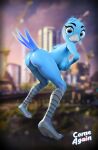 2023 ai_generated animal_humanoid anthro avian avian_butt avian_feet avian_humanoid bent_over big_breasts big_butt bird bird_legs blender_(software) blue_body blue_feathers blue_hair breasts butt chirper chirpy cities:_skylines comeagainai feathers feet female groping_breasts hair hi_res holding_breast humanoid looking_at_viewer looking_back nude raptor_claws sagging_breasts solo stable_diffusion thick_thighs twitter