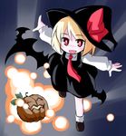  bat fang halloween hat jack-o'-lantern kugelschreiber outstretched_arms pumpkin red_eyes rumia solo spread_arms touhou witch_hat 