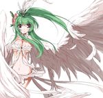  bad_id bad_pixiv_id breasts endou_chihiro feathered_wings feathers green_hair harpy medium_breasts monster_collection monster_girl simple_background smile solo white_background wings 