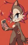 80085 anthro archie_comics blush chipmunk computer electronics female ground_squirrel hi_res holding_object looking_at_viewer mammal nanobutts nude orange_background rodent sally_acorn sciurid sega simple_background solo sonic_the_hedgehog_(archie) sonic_the_hedgehog_(comics) sonic_the_hedgehog_(series) tongue tongue_out