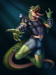 anthro dinosaur enzozone green_body hi_res male reptile rocco_(tallion) scalie sharp_teeth solo tail teeth theropod tongue tongue_out tyrannosaurid tyrannosaurus tyrannosaurus_rex
