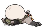 animated anthro badger belly belly_squish big_belly dungeons_of_aether feet hoodah loop low_res male mammal mustelid musteline pawpads solo sprite_animation sprite_art squish third-party_edit toe_curl vore