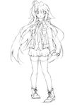  bad_id bad_pixiv_id endou_chihiro greyscale highres kuu_(endou_chihiro) lineart long_hair monochrome original skirt solo thighhighs very_long_hair 