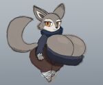2d_(artwork) bandage barely_contained big_breasts big_butt big_ears breasts brown_eyes butt canid canine chubby_female cleavage clothed clothing digital_media_(artwork) dreamworks female fox fur grey_body grey_fur hi_res huge_breasts huge_butt krauser018 kung_fu_panda looking_at_viewer mammal painting_(artwork) raised_tail simple_background skimpy slightly_chubby solo solo_focus tail thick_thighs traditional_media_(artwork) watercolor_(artwork) wide_hips zhen_(kung_fu_panda)