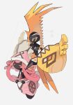 black_skin blush_stickers closed_eyes colored_skin commentary_request curly_hair highres homilmugi multicolored_eyes no_humans pink_hair plume pokedex_number pokemon pokemon_(creature) tapu_koko tapu_lele white_background 