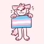 3_fingers 3_toes anthro biped canid canine cheek_tuft dipstick_fingers dipstick_tail dipstick_toes eyes_closed facial_tuft feet fingers flag fox fur guide_lines holding_flag holding_object lgbt_pride male mammal markings paws pink_background pink_body pink_fur pride_colors simple_background smile solo standing tail tail_markings tayfennec toes transgender_pride_colors tuft