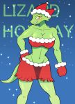 absurd_res anthro bluebirdoasis breasts cleavage clothed clothing female hi_res lizard merry_christmas navel reptile scalie solo tail veronica_(bluebirdoasis)
