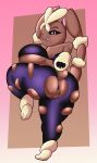 absurd_res anthro anus big_breasts big_butt black_sclera breasts butt female genitals hi_res looking_at_viewer looking_back mega_evolution mega_lopunny nintendo pokemon pokemon_(species) pussy raised_leg solo someth1ngoranother spreading thick_thighs tongue tongue_out under_boob wide_hips