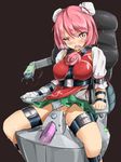  angry bdsm blush bondage bound chair dildo double_bun forced_orgasm fumi11gou ibaraki_kasen object_insertion open_mouth panties panties_aside pink_eyes pink_hair pussy_juice restrained sex_machine short_hair simple_background sitting skirt solo spread_legs stationary_restraints touhou underwear uneven_eyes vaginal vaginal_object_insertion vaginal_object_push 